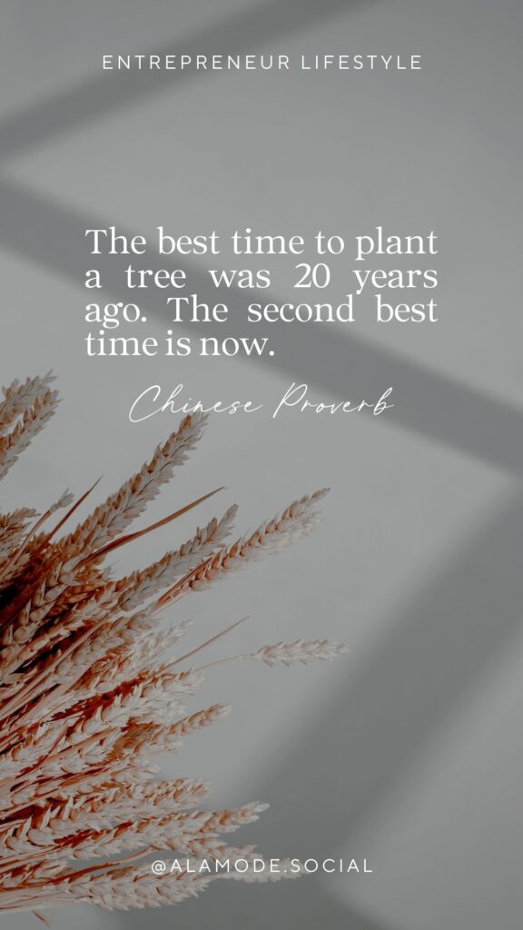 The best time to plant a tree was 20 years ago. The second best time is now. -Chinese Proverb